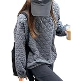 [1/2style] ニブンノイチスタイル トレーナー キルティング キルト 柄 無地 暖かい 防寒 春秋冬 シンプル プルオーバー レディース (グレー,XXL)