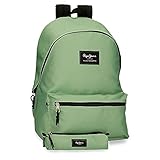 De Joumma Bags. Pepe Jeans Aris Mochila para Portátil + Estuche Escolar 15,6\" Verde 31x44x15 cms Poliéster 23,87L