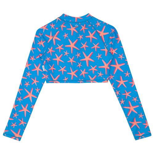 Image of SwimZip Girls' Long Sleeve Zipper Crop Top Rash Guard UPF 50+ Sun Protection