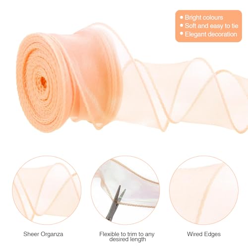 6 Rollen Geschenkband, 40mm x 9m Geschenkband Breit Transparentes Schleifenband Schillerndes Organzaband Chiffonband für Geschenkverpackungen Basteln Schleifen Hochzeitseinladungen(6 Farben)
