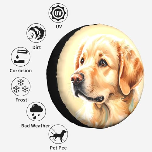 Image of Funny Dog Spare Tire Cover Wheel Protector Weatherproof Wheel Cover Universal Decorative Accessories for Camper RV SUV Travel Trailer 17 inch