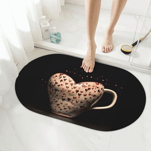 Tapis de bain en pierre anti-glisse forme cœur 50x80 cm douche