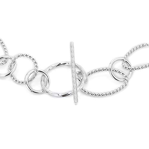 Vanbelle Stering Silver Jewelry Hand-Made Oval Fancy Link Chain Bracelets With Rhodium Plating For Women And Girls #TOP2