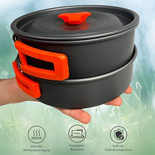 WILDVIVAL Outdoor Camping-Geschirr für 1-3 Personen, die Campingküche 12-teilig - Campingkocher-Set mit Kochtopf… - Image 4