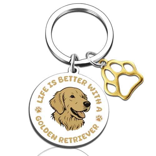 UVIBEW Golden Retriever Gifts Golden Retriever Keychain for Women Men
