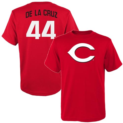 Camiseta Elly De La Cruz de los Cincinnati Reds infantil roja manga corta de algodón
