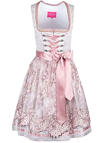 Krüger Dirndl 419162-060 Delia 60er Länge Natur rosa | Jacquard Spitze...