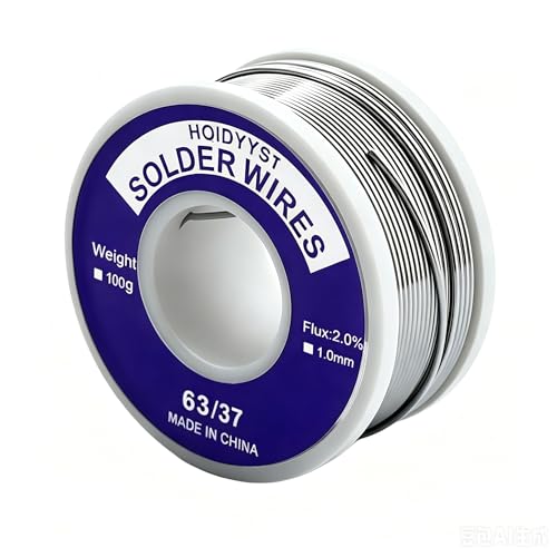 Sn63/37 Rosin Solder Wires High Purity Low Melting for Solder Pot Repair tin Soldering DIY Tools Welding Electronic Repairs (Circuit Boards, radios, TVs, etc.), Content 2% Solder Flux (1.0mm, 100g)
