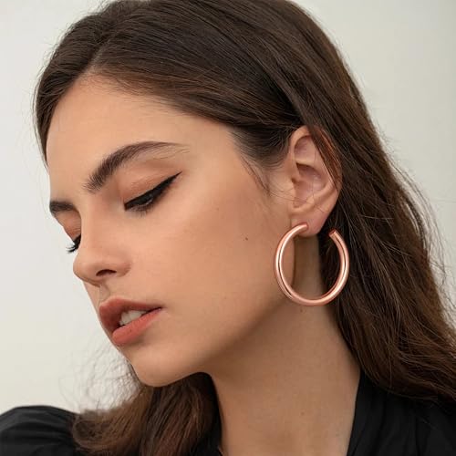 Image of Gacimy 14K Gold Plated Chunky Open Hoop Earrings for Women