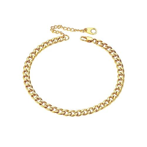 FaithHeart Ankle Bracelets for Women Silver Anklets for Women Waterproof Stainless Steel Miami Cuban Link/Beaded/Figaro Anklets Adjustable Length Summer Beach Foot Jewelry with Gift Box Bead