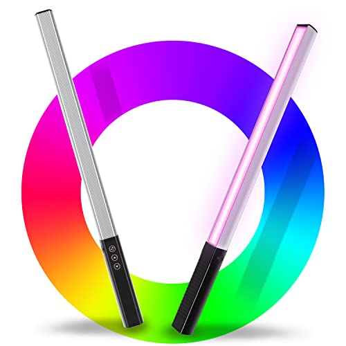Luz de vídeo LED portátil RGB Varinha de luz de fotografia 9 cores, bateria recarregável embutida e