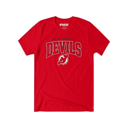 New Jersey Devils NHL Mens Classic Arched Logo T-Shirt - Red - XXL