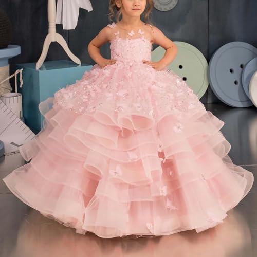 Flower Girl Dresses for Wedding 3D Butterfly Applique Pageant Dresses for Girls Tulle Girls Flower Girl Dress2