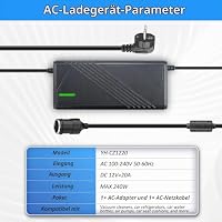 12V 20A KFZ Netzadapter, Spannungswandler 230V AC auf DC, 240W Zigarettenanzünder Steckdose für Reifenfüller, Kühlbox, Autostaubsauger und Andere 12V Autogeräte – EU Stecker – Ansicht 2