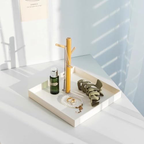 BUYSK Key Tray for Entryway Table, Catchall Tray Organizer with 3 Tiers Wood Rack for Keys, Bracelets, Watches, Jewelry, Phone (Square) - Image 4