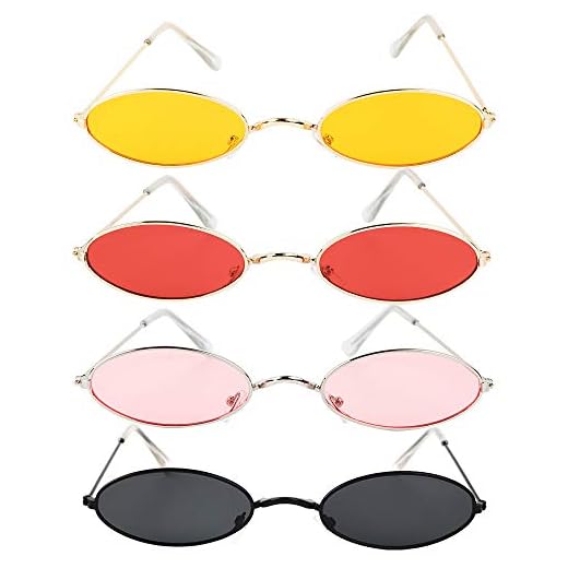 BHGT 4 Pares Gafas Ovaladas Vintage Pequeñas Gafas Divertidas Disfraz Fiesta Carnaval Photocall para Mujer Hombre