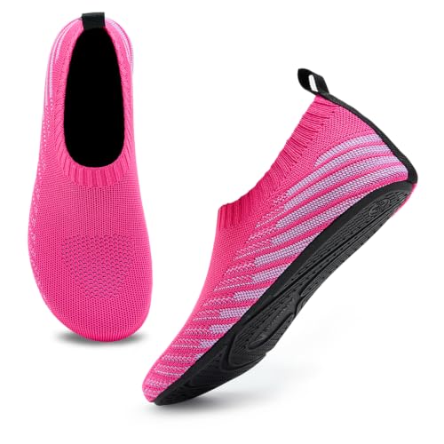 Image of ANLUKE Water Shoes for Women Men Quick-Dry Swim Shoes for Pool & Beach | Breathable knit upper with a flexible barefoot feel; ideal for pool, beach, swim, yoga or slippers.
