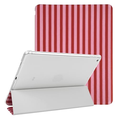 Lovmooful Compatible for iPad 5/6 (9.7-Inch,2018/2017 Model,6th/5th Generation) Case with Pencil Holder Cute Striped with Aesthetic Design Soft TPU Trifold Stand Protective-Red by Lovmooful - Used condition - CA$11.47