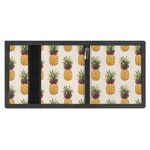 Red Glasses Pineapple A Print Wallet for Men, 8 Credit Card Holder Slim Minimalist Front Pocket Small Mens Bifold Wallets3