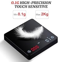 Mini Kaffeewaage mit Timer, Hochpräzise 2kg/0.1g Digitale Küchenwaage für Espresso & Kaffeezubereitung, Tragbare Digitale Küchenwaage mit LCD-Display/Timer – Ansicht 2
