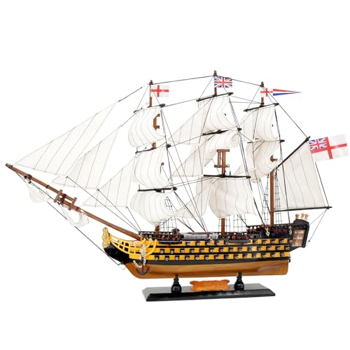 NAUTIMALL HMS Victory Modell Schiff, 61 cm, handgefertigte Holzreplik mit Segeltuch, Marinekriegsschiff-Display-Modell (V60)