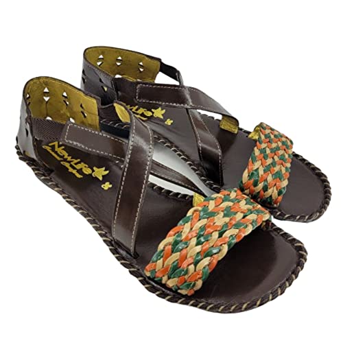 Sandalia Feminina Ortopedica Couro Confortavel Rasteirinha Artesanal Marrom 37