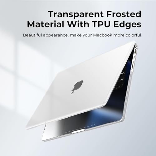 Image of BlueSwan Anti-Cracking Hard Shell Case Compatible for MacBook Pro 14 inch M5 2026 2025-2021 M4 M3 M2 M1 Pro /Max Chip, A3427 A3426 A3434 A3112 A3401 A2442,TPU Frame Matte Protective Cover,Frosted White