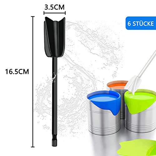 ACONDE Epoxidharz Mischpaddel, 6 Stücke Farbrührer, Epoxidharz Rührer Geeignet für 1/4 Bohrer, für die Meisten Dickflüssigen Flüssigkeiten, Farben, Beschichtungen