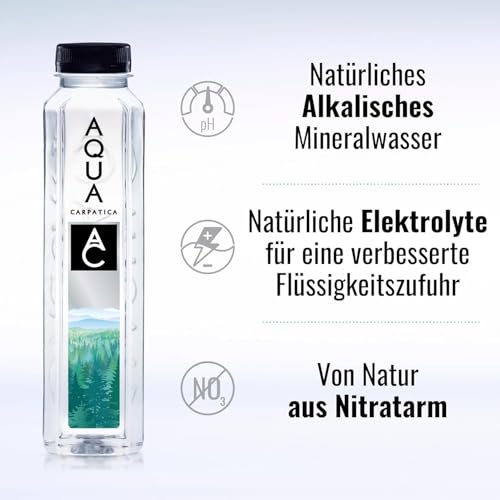 AQUA CARPATICA 1 L x 12 Still Water Premium Natürliches Mineralwasser, Mit Natürlichen Elektrolyten, 100% Recycelbar, BPA Frei, Ohne Kohlensäure, Perfekt für die Zubereitung von Babynahrung