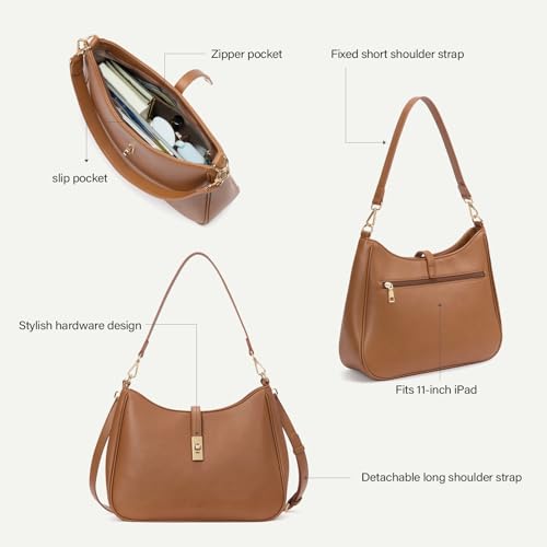 Image of CLUCI Hobo Bags for Women, Vegan Leather Tote Handbag, Water Repellent Shoulder Purses, Crossbody Bag with Adjustable Strap