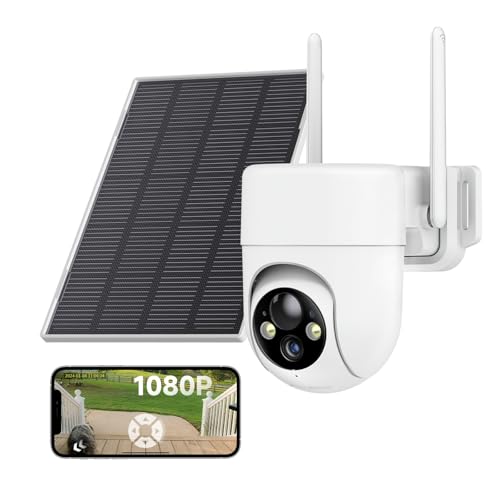 ELYSOO Solar Camera Outdoor Wireless, 1080P Color Night Vision, Security Cameras Wireless Outdoor with 360°View, Battery Powered, 2.4GHz WiFi Solar Camera,...