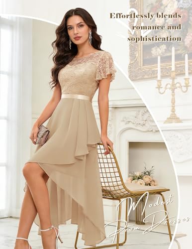 Image of Wedtrend Women's Formal Wedding Guest Dress Ruffle Bridesmaid Dress Flutter Sleeve Prom Dresses for Teens