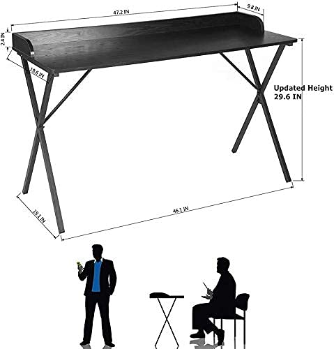 Aingoo Small Computer Desk 47\'\' Home Office Simple Modern Study PC Laptop Desk with Baffle Design for Workstation, Black - Thumbnail 7