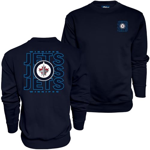 Blue 84 Standard NHL Officially Licensed Crewneck Sweatshirt Front/Back Curl Team Color
