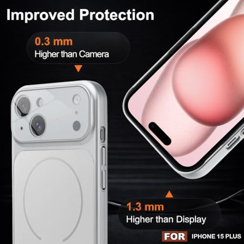 Image of SHINESTAR Premium Luxury Case Compatible with iPhone 15 Plus | Protective Back Cover with Camera Lens Safety | Wireless Charging Support | Slim Fit Durable Design | Enhanced Grip Protection Silver