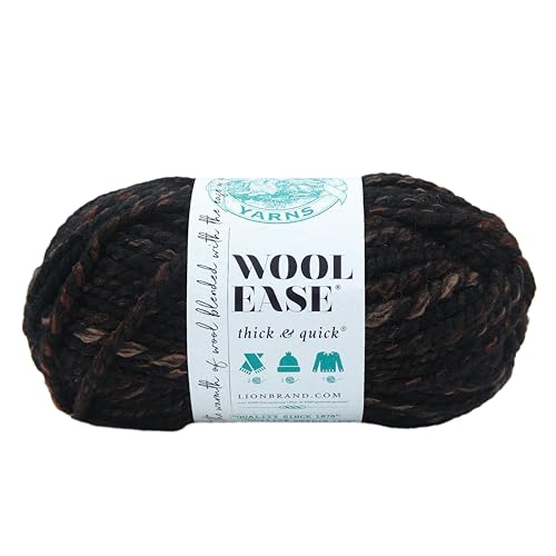 Image of Lion Brand Yarn Wool-Ease Thick & Quick Yarn, Soft and Bulky Yarn for Knitting, Crocheting, and Crafting, 1 Skein, Toasted Almond | Super Bulky Wool Acrylic Blend Fiber for Soft Hats, Sweaters, Chunky Blankets, Yarn for Crochet, Knitting, Crafts, Weaving