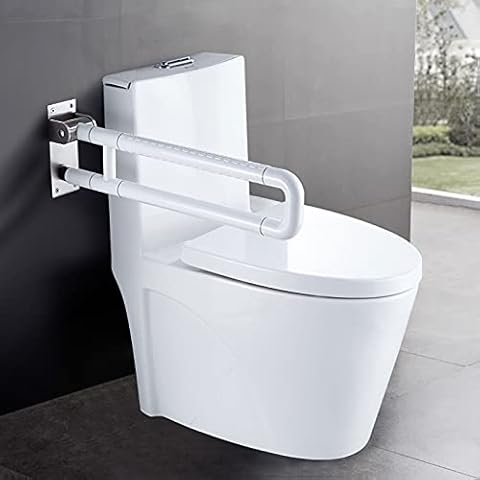 Toilet Grab Bar Bathroom Safety Handrail Folding Drop Down Foldable Wall Mounted Toilet Support Bathroom Aid Assist Rail for Disabled Elderly Pregnant Woman (Load up to 100KG) Cover