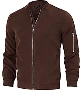 TURETRENDY Men's Suede Bomber Varsity Leather Jackets Lightweight Softshell Flight Full Zip Casua...