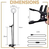 Retoo LED Ringlicht mit Stativ Selfie-Licht, Selfie-Lampe Schwanenhals Klemmlampe Handy Selfie Ring Licht Tisch Ringleuchte Live-Stream Makeup Fotografie YouTube Vlogs Dimmbare Tischringlicht 4'