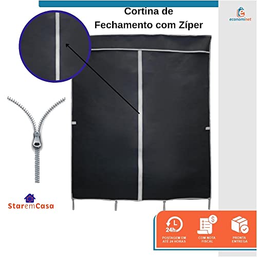 Guarda Roupa Dobrável Organizador Armário para Organizar Roupas (Preto)