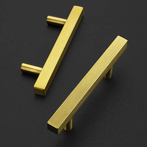 Image of Ravinte 30 Pack 6 Inch Square Cabinet Pulls Brushed Brass Stainless Steel Kitchen Drawer Pulls Cabinet Handles 6 inchLength,3.75 inch Hole Center