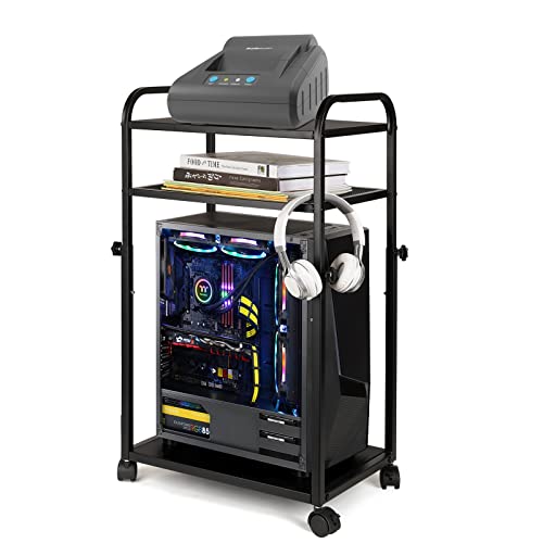 Bfttlity Pc Stand 3-Tier Computer Tower Stand Height Adjustable Cpu Stand With Locking Caster Wheels For Office Home Fits Most Pc #TOP20