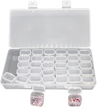 GSHLLO 35 Grids Clear Plastic Bead Storage Boxes Diamond Painting Drill Containers Embroidery Bead Storage Case Stackable Jewelry Tackle Box Organizer