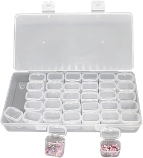 GSHLLO 35 Grids Clear Plastic Bead Storage Boxes Diamond Painting Drill Containers Embroidery Bead Storage Case Stackable Jewelry Tackle Box Organizer