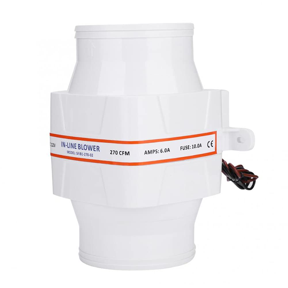 huaer Ventilateur de cale marine, ventilateur de cale de 4 pouces en ligne, ventilateur de ventilation de moteur puissant pour yacht RV4in ventilateur de ventilation(12V)