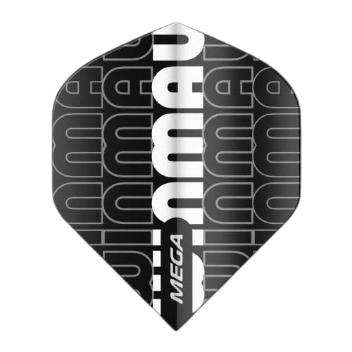 Winmau Mega Standard Logo Black & Grey Dart Flights - 10 Sets per Pack (30 Dart Flights in Total)
