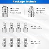 Spurtar 10 Pcs Air Line Connectors, 1/4” BSP Air Tools to Connect Compressor, Hose Accessories, Airline Fittings Couplings Plug Kit with Male Female Thread Set - Image 5