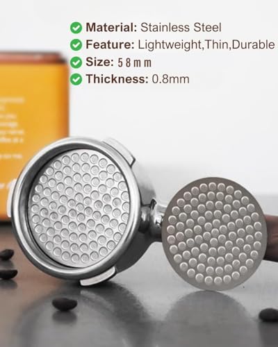 Image of Espresso 58mm Puck Screen 0.8mm ultra thin Honeycomb Mesh 150 micron Double Layer puck screen for 58mm Portafilter Basket E61 Group Head Series, Gaggia, Expobar, Rocket, Faema, Wega, and more