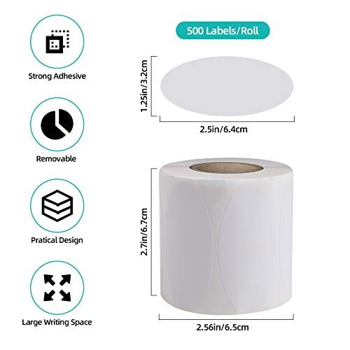 Bemkoo Food Labels Sticker - Removable Labels For Jars - 500Pcs Blank Sticker 1.2X2.5 Inch - Water Oil Resistant Freezer Labels No Residue For Food Containers Kitchen Pantry Bottles Bins Oval #TOP4