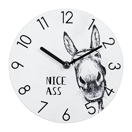 Yoiolclc Bathroom Wall Clock,Waterproof Glass Funny Donkey Bathroom Signs for Toilet Shower Wall